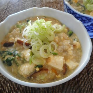 小松菜と豆腐の玄米雑炊